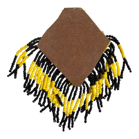 Handcrafted Native American Beaded Medallion Large Thunderbird Design & Fringe - Picture 2 of 5